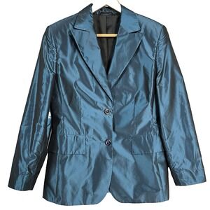 AIGNER Shiny Blazer Metallic Electric Blue Jacket Designer Coat Japanese Medium‎